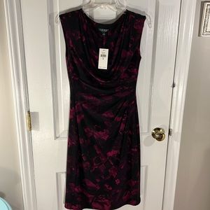 **NWT Flattering Ralph Lauren side ruched knee length sleeveless dress